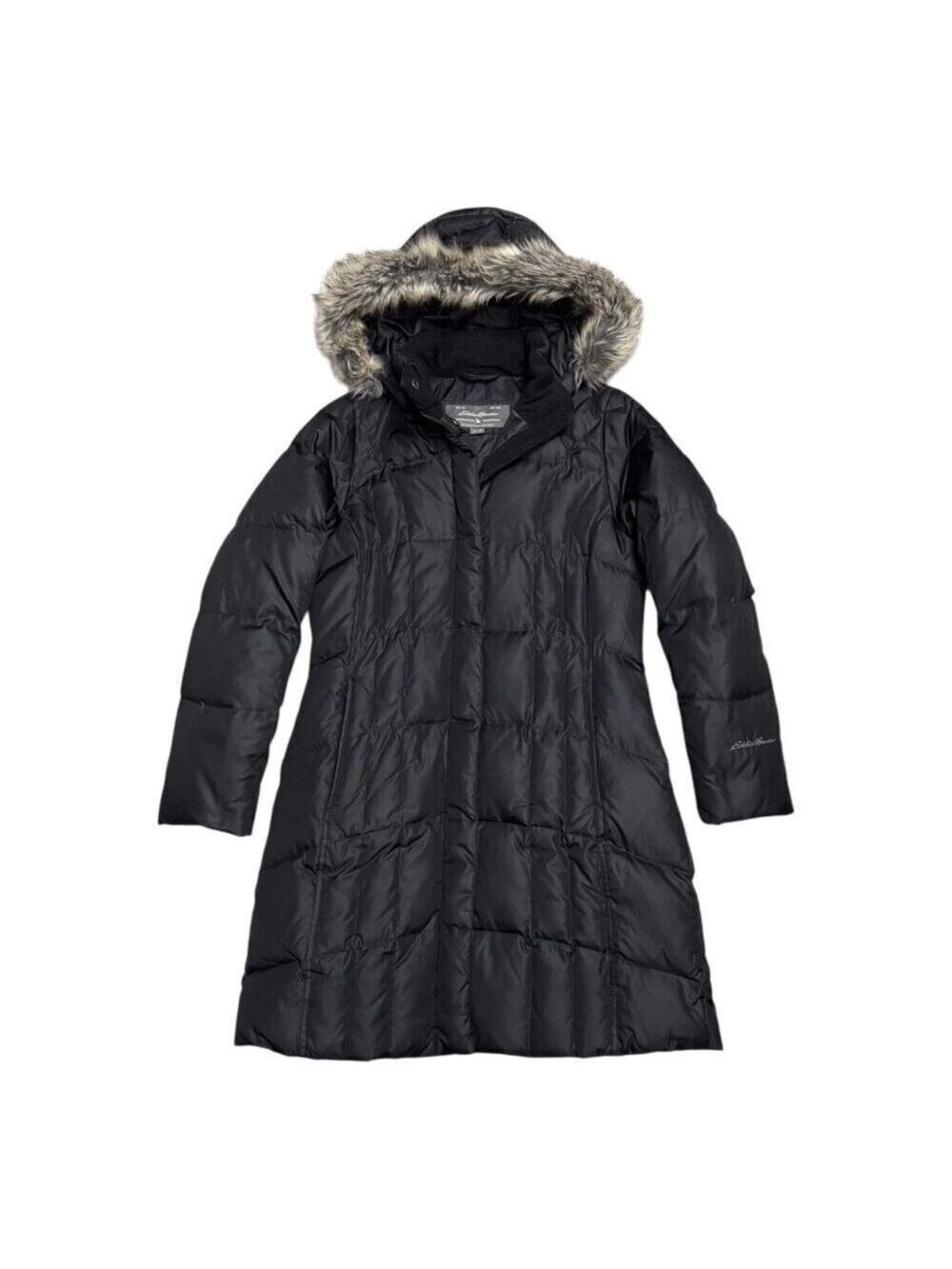 EDDIE BAUER Down Fill Coat Faux Fur Winter Puffer Parka Jacket Womens Small